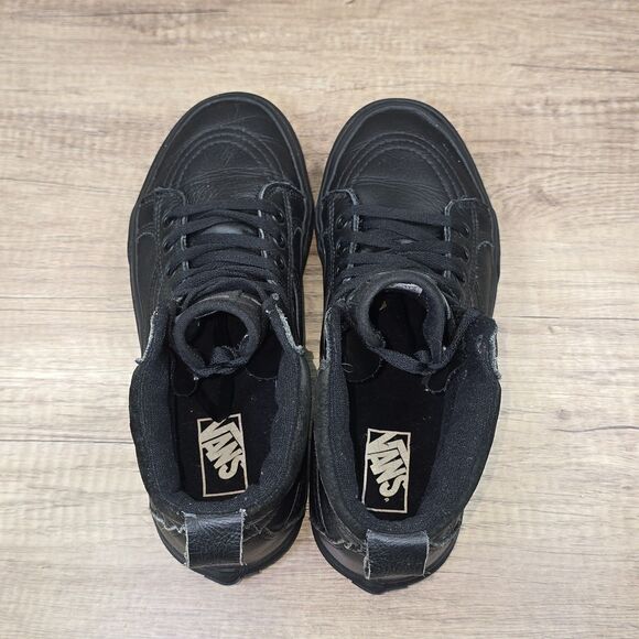 Vans Sk8-Hi MTE Men's Size 9.5 Tripple Black Leather Sneakers (721277) - Picture 5 of 9